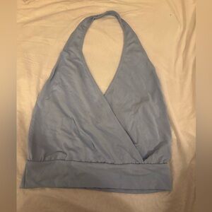 BDG Powder Blue Halter Wrap Crop Top